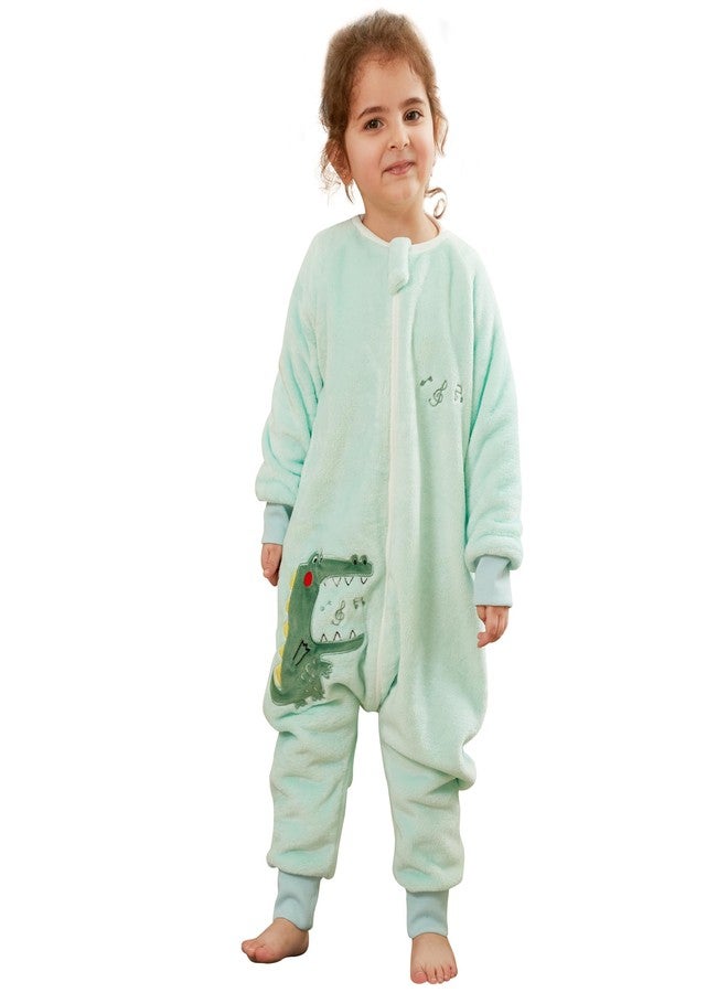 MICHLEY Flannel Baby Sleeping Bag Unisex Pajamas, Long Sleeve Zipper Wearable Sleeping Sack for Autumn Winter Boys Girls,Crocodile,2-3T, Size 100 - Image 1